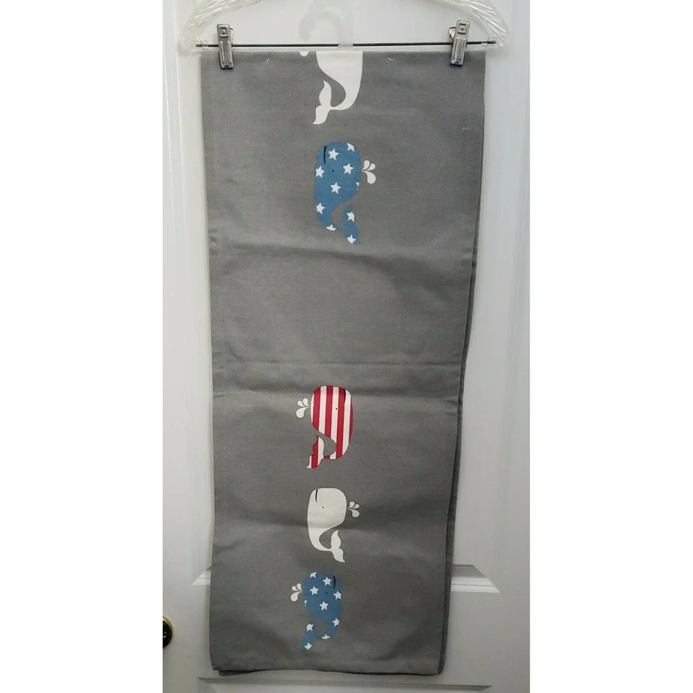 New Americana Red White Blue Whale Tapestry Grey Woven Table Runner‎ 15